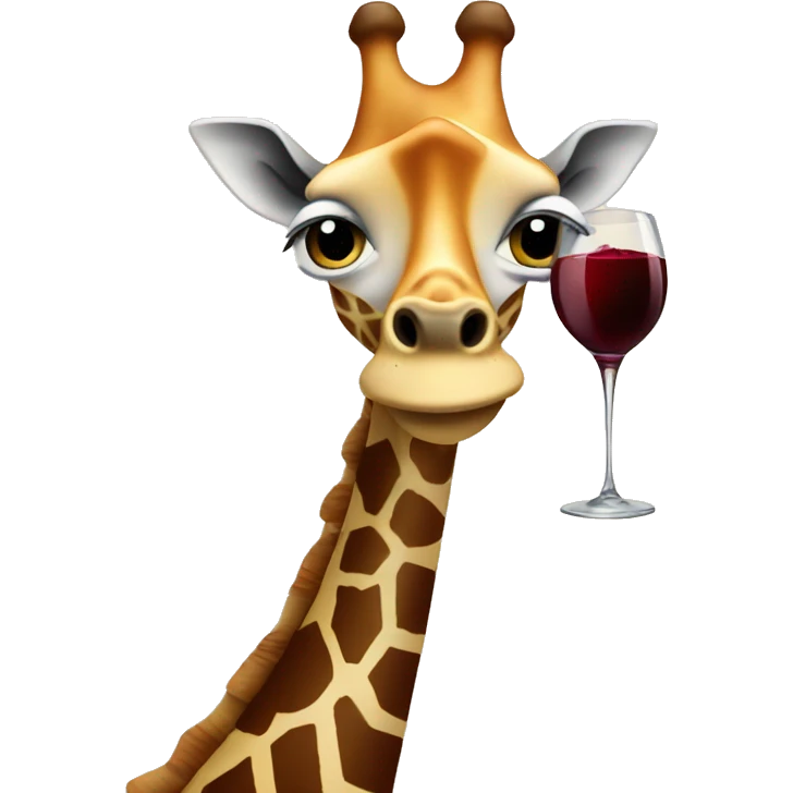 French giraffe holding red wineglass emoji