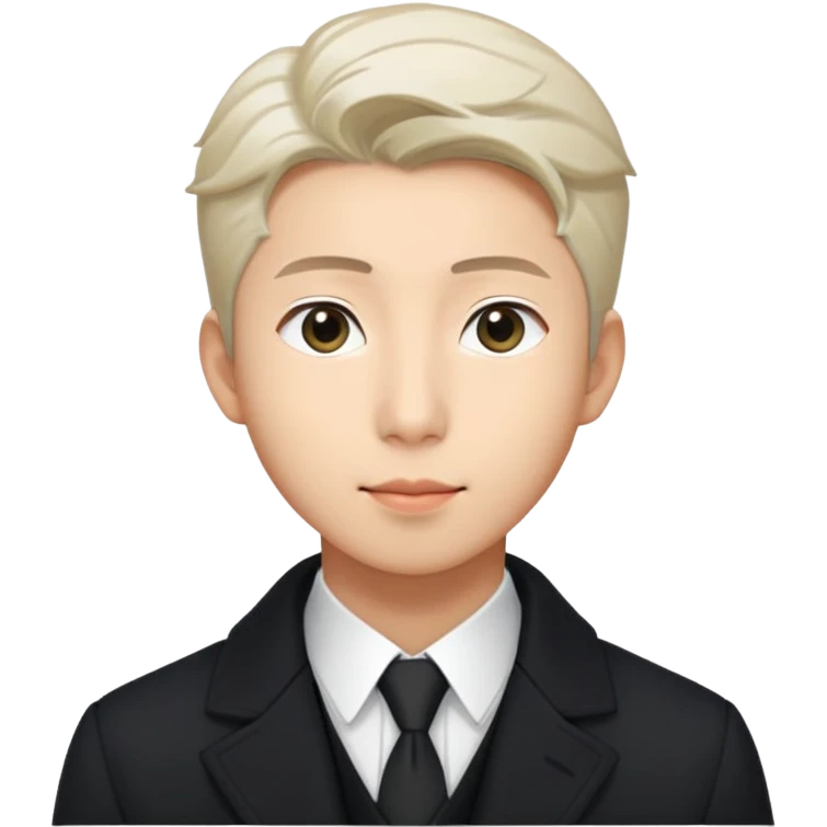 Kim namjoon  wearing black coat ,white shirt in formal way emoji