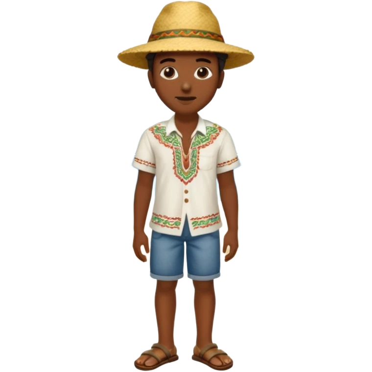 Gars Créole réunionnais ti jean chapeau paille tong au pieds  emoji