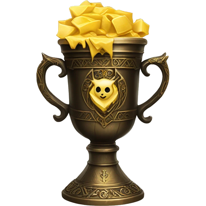 The Hufflepuff Cup is a small, golden cup adorned with intricate designs, serving as one of Voldemort's Horcruxes to safeguard a piece of his soul, ensuring his immortality. emoji