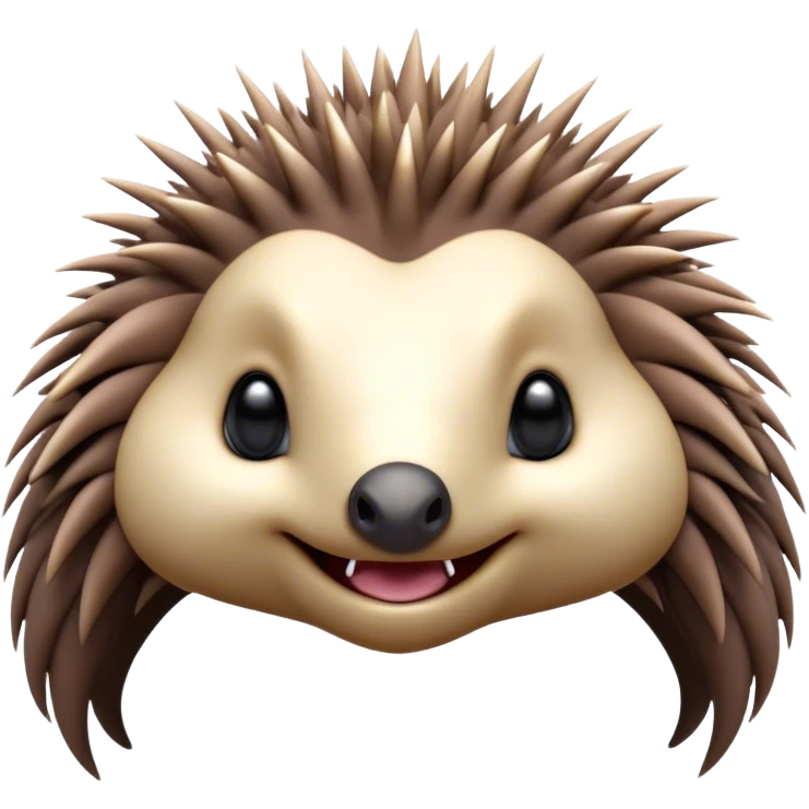 Cinematic Cute Echidna Portrait Emoji, Head tilted playfully and inquisitively, featuring a fuzzy, spiky fur with an adorably scrunched face and a cute, pointed snout, round, sparkling eyes filled with gentle curiosity, Simplified yet irresistibly adorable features, highly detailed, glowing with a warm, friendly glow, high shine, affectionate and quirky, stylized with a touch of natural whimsy, bright and endearing, soft glowing outline, capturing the essence of a mischievous yet loving echidna, so playful it feels like it could nuzzle out of the screen into your arms! emoji