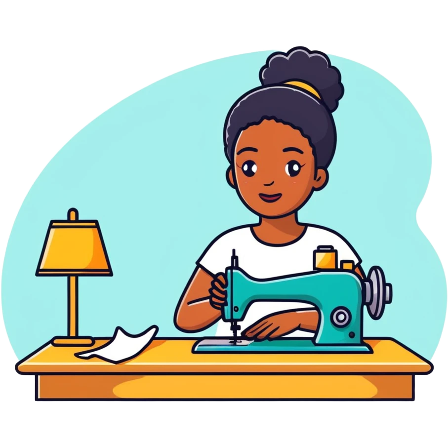 Black woman teaching sewing emoji
