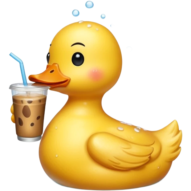 Ruber duck drinking ice coffee emoji
