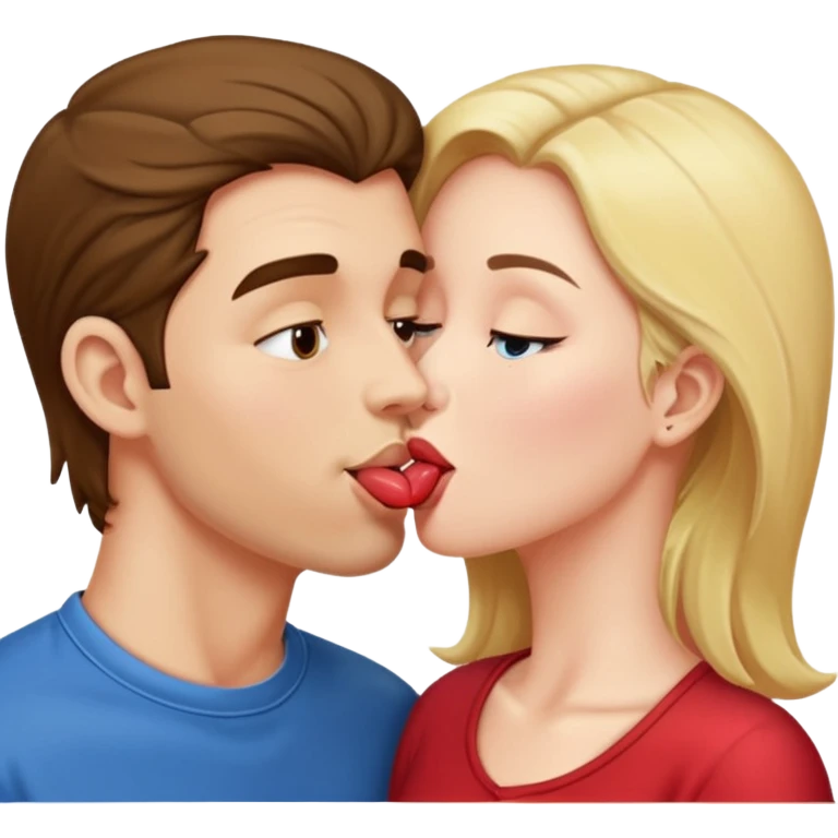 A man and a woman licking each others tongue emoji