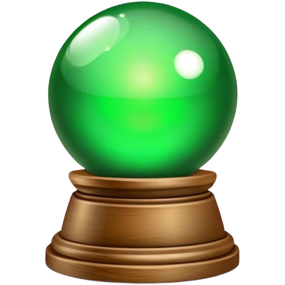 A green magic ball on a little wooden stand emoji