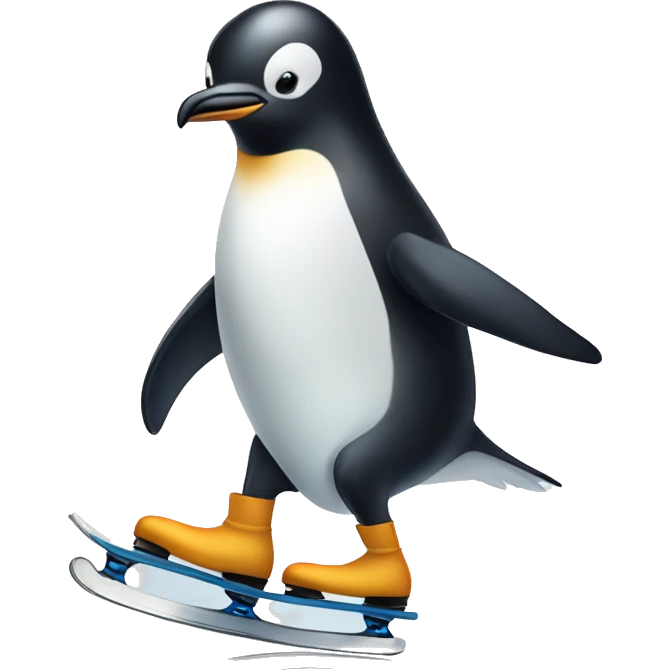 Ice skating penguin emoji