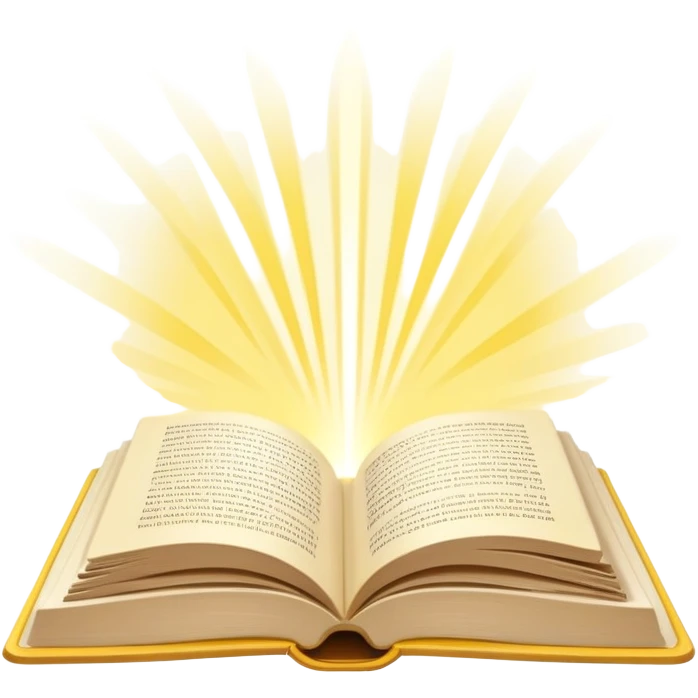 A flat-style illustration of an open book with a soft beam of light coming out of it, symbolizing learning in unconventional environments. Clean cartoon style, white background, iOS emoji aesthetic. emoji