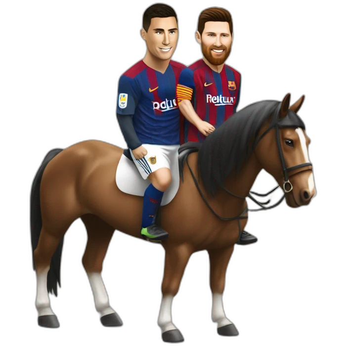 ronaldo et messi sur un cheval emoji