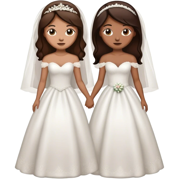 two brown women with dark brown hair getting married emoji