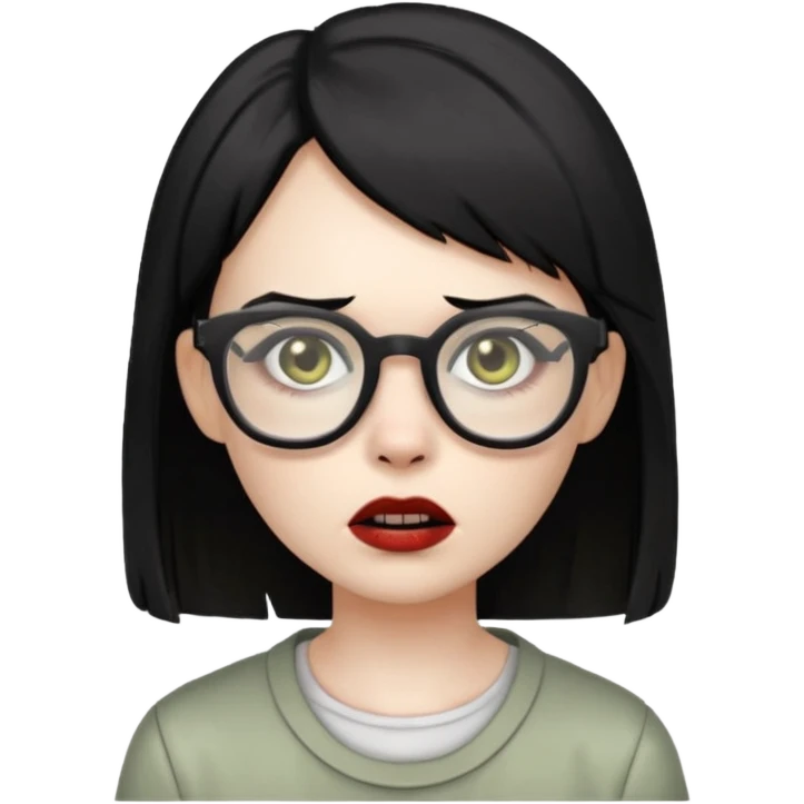 create a female zombie with short straight black hair, and who wears glasses  emoji