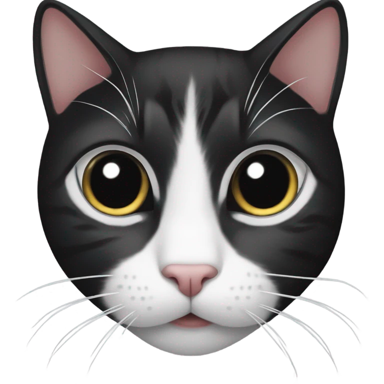 Black and white cat with black nose  emoji
