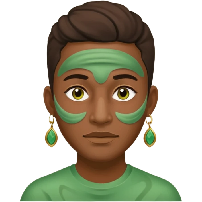 green clay mask man with earrings emoji