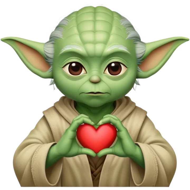 Yoda do a heart with his hands emoji