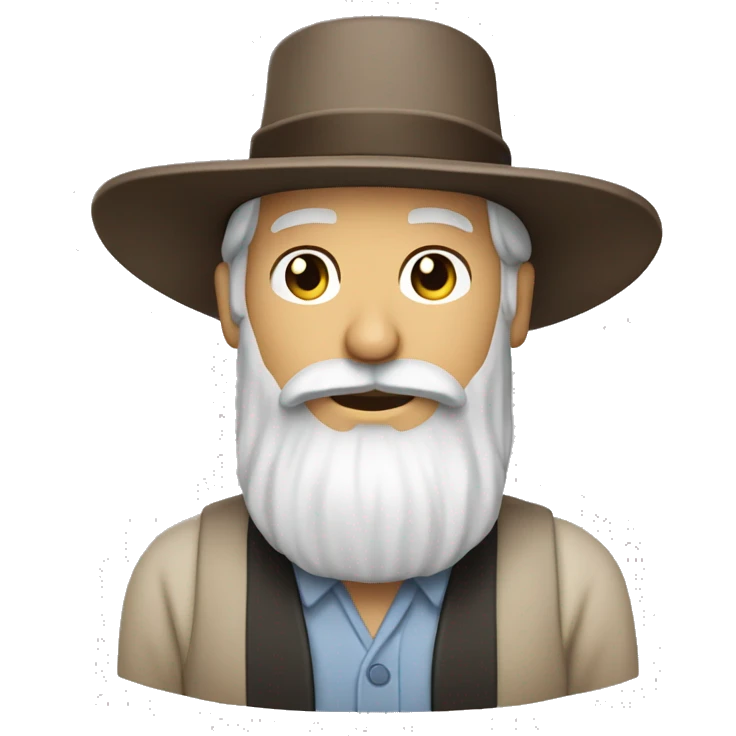 Amish man white with brown straw hat building a building with beard without a mustache emoji