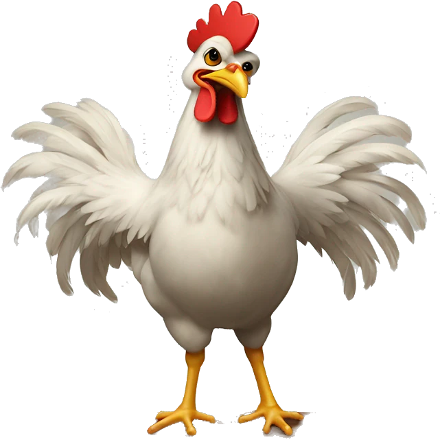 Chicken dancing on a table emoji