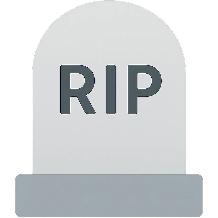"RIP" gravestone  emoji