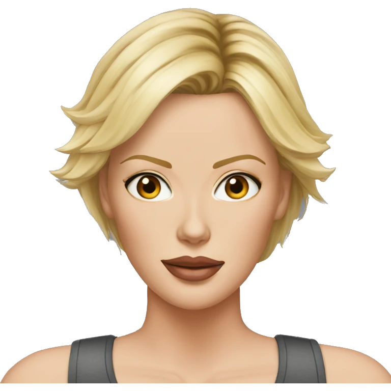 super realistic face of charlize theron wearing tank top emoji