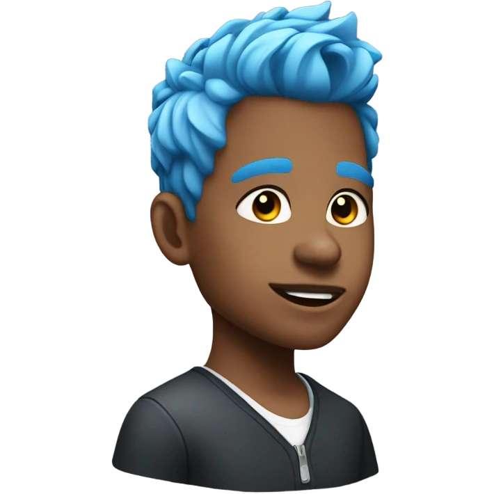 Blue haired boy white low taper fade emoji