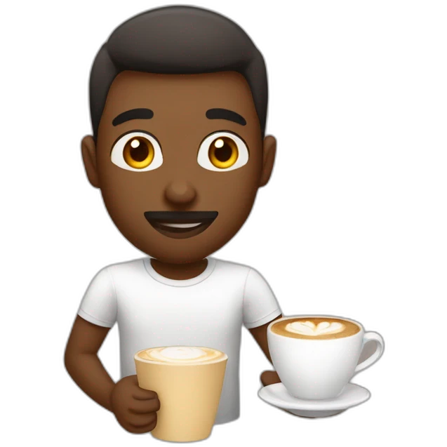 asina guy with t-shirt saying “smietanka” drinking a cappuccino with cream emoji