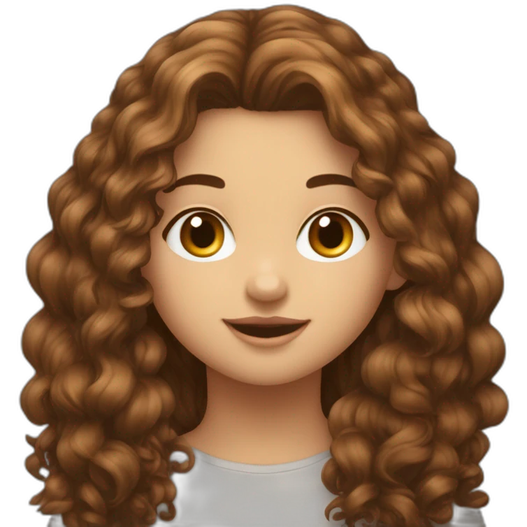Une jeune fille cheveux brun bouclé yeus marron emoji