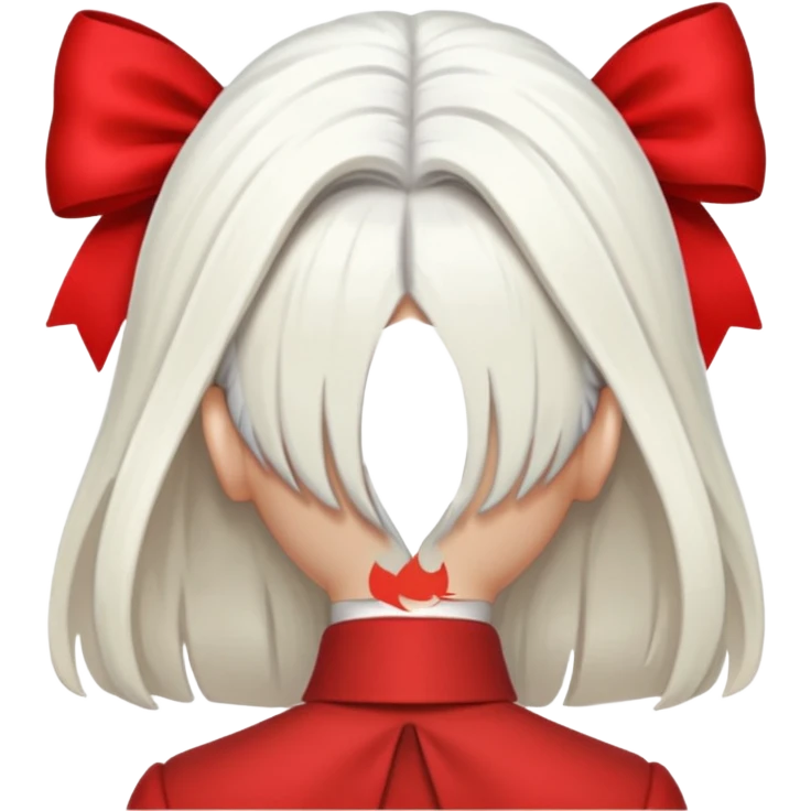 back view of white hair with red bo emoji