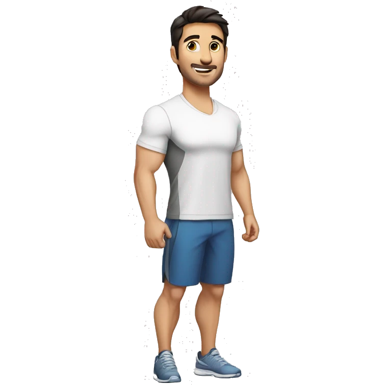man, fitness trainer, dark hair, white shirt, nutrition specialist, portrait emoji