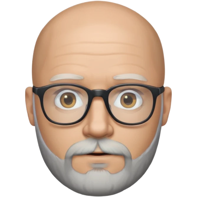 Hola... Quisiera crear un emoji de un pelado blanco con lentes y barba, aproximadamente de 40 años, quiero aclarar, que no tiene canas emoji