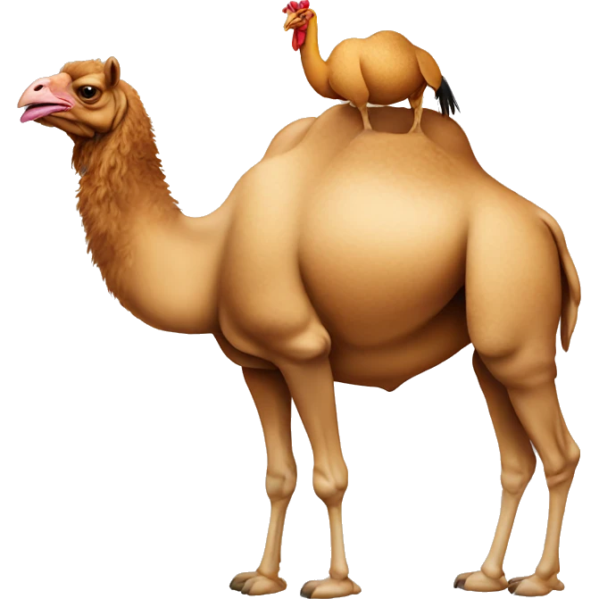 A hen over a camel emoji