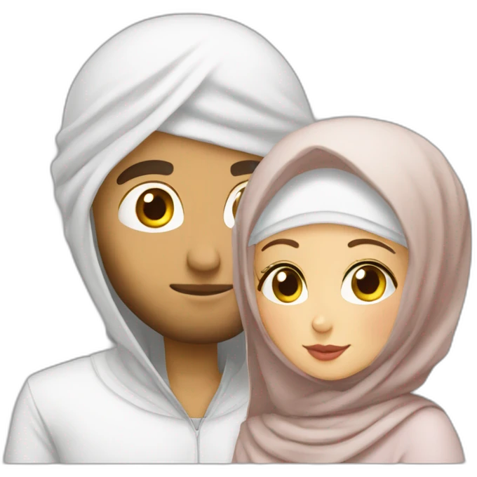 algerian hijabi girl with her white boyfriend emoji
