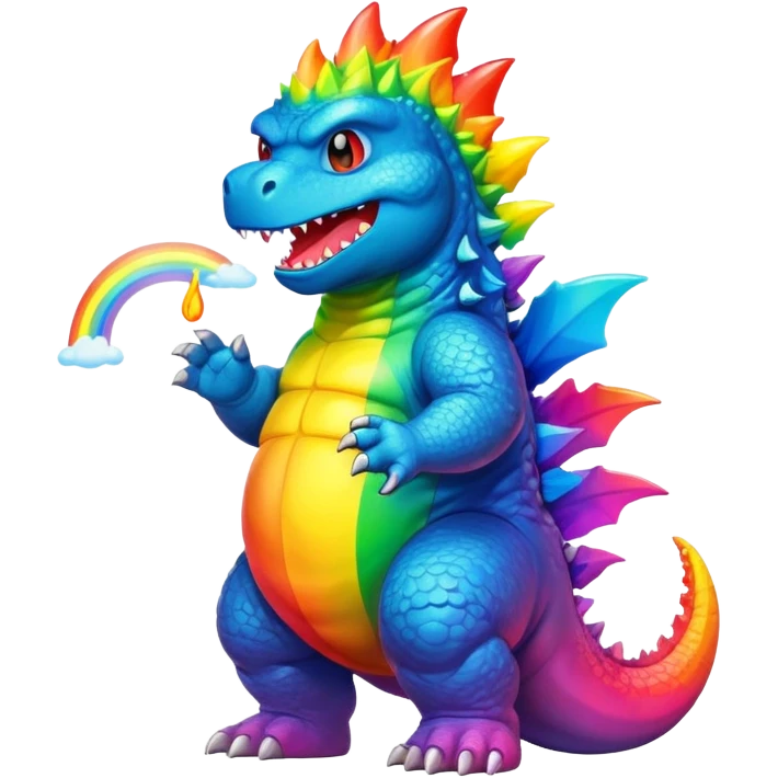 godzilla pooping rainbow emoji