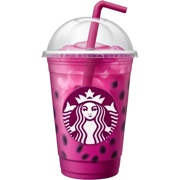 Starbucks dark pink dragonfruit refresher.  opaque lid!! starbucks logo. emoji