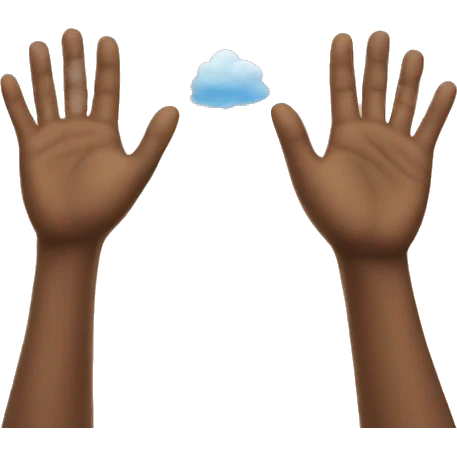Crying emoji that has raised hands facing the sky emoji