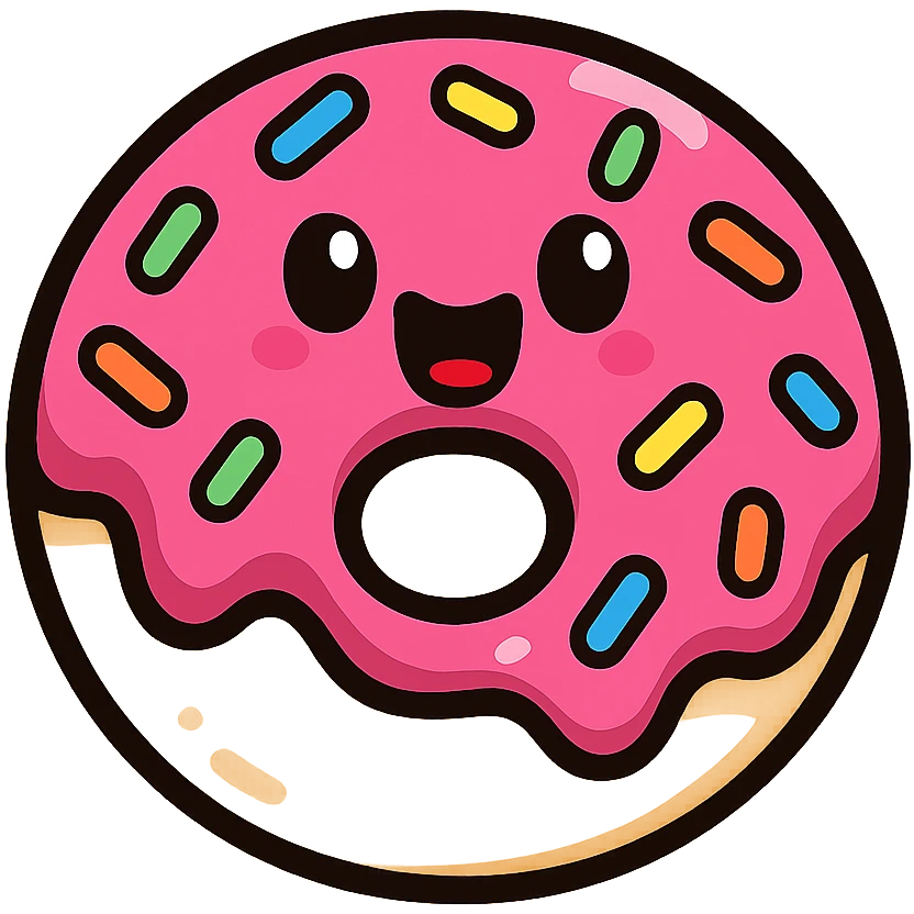 playful and fun donut with colorful sprinkles, perfect for a gaming server called DonutSMP emoji