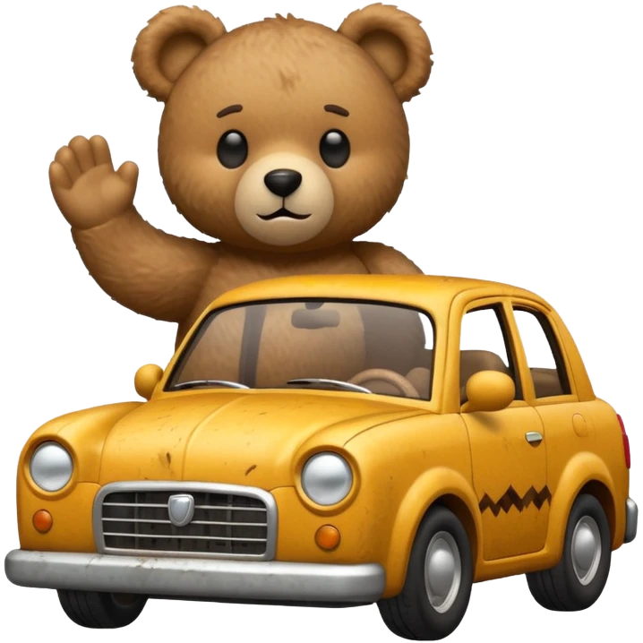 Teddy bear crashing a car emoji