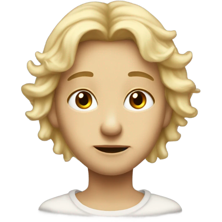 Dirty narrow older angel face with blonde hair and broken halo emoji