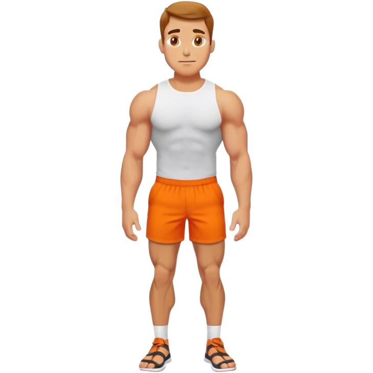 calves muscles male wearing orange shorts emoji