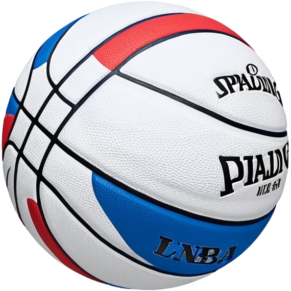 minimalist blue Spalding basketball with simple NBA logo, few colorful lines, clean design emoji