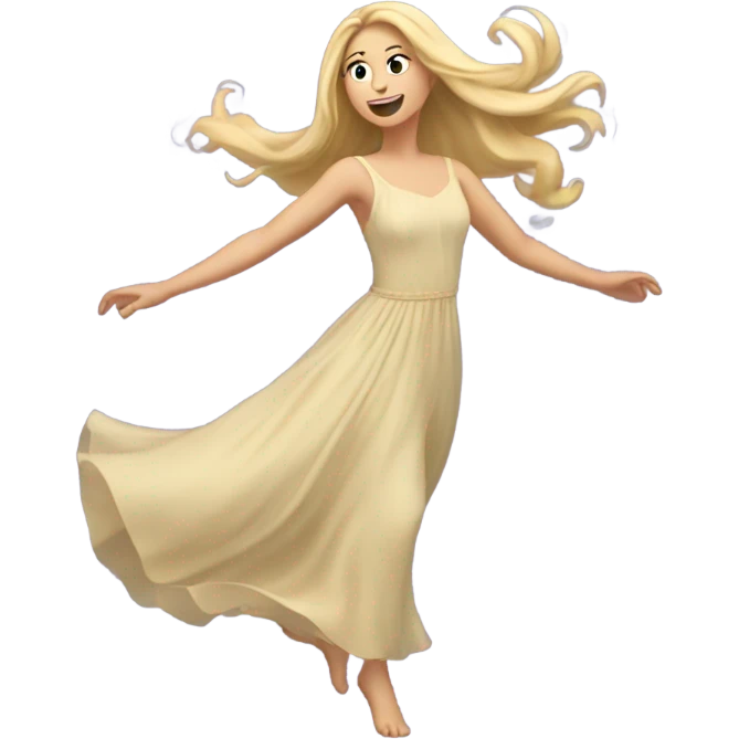 blonde long haired girl dancing in  dress emoji