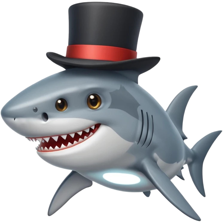 Shark with a top hat emoji