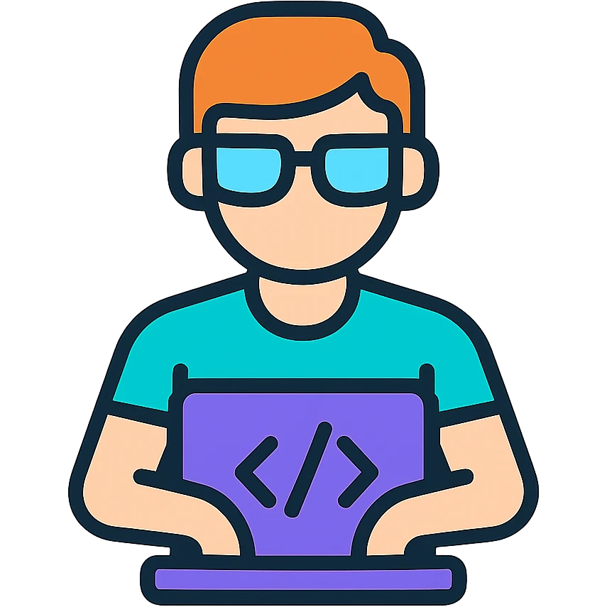 developer with glasses, typing, clean style emoji
