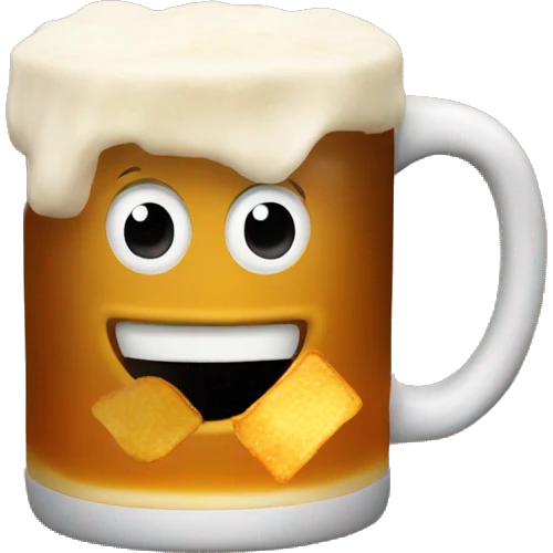 Mug of beer with bbq chips  emoji