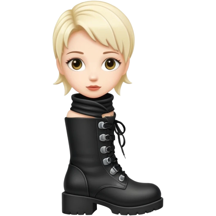 Tiny lady wearing oversized boots emoji