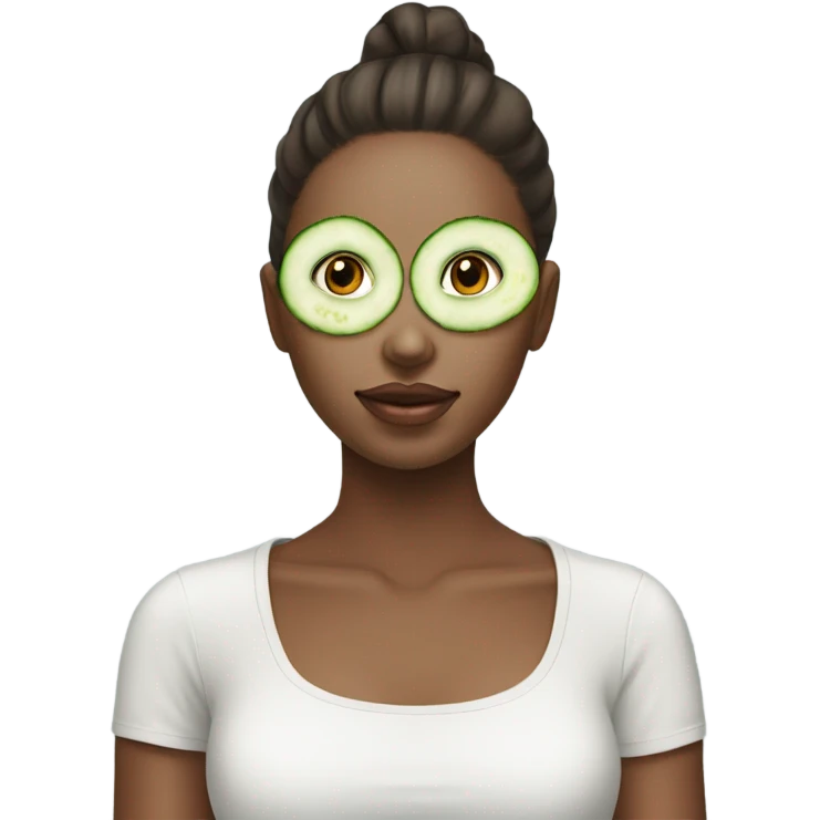beautiful girl with a cucumber mask on her face emoji