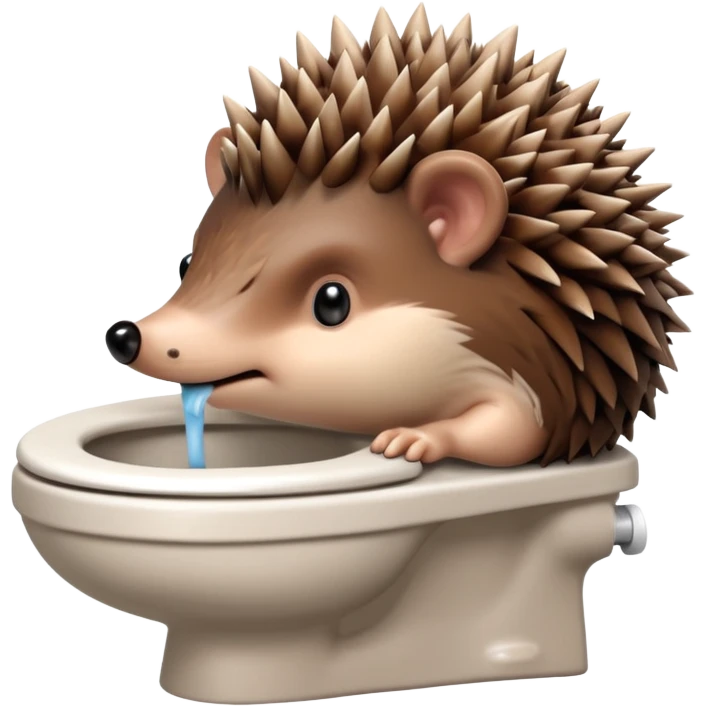 hedgehog sits inside the toilet emoji