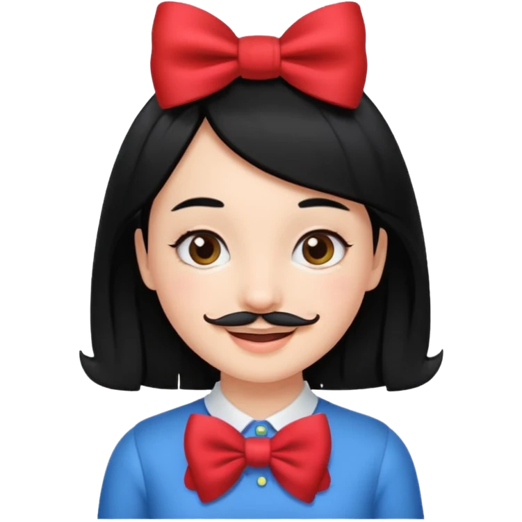 Adolf Hitler Like a girl hair with a bow  That he has black hair and a small mustache like Hitle r  emoji