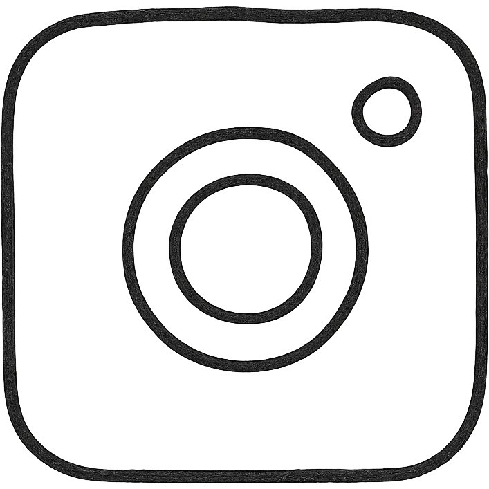 Instagram icon, hand drawn, no fill, simple and clean emoji