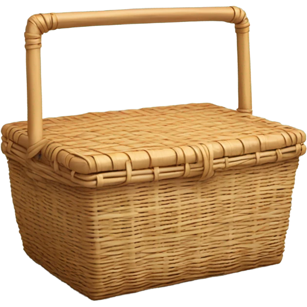 Realistic isolated small outdoors wicker picnic basket. emoji