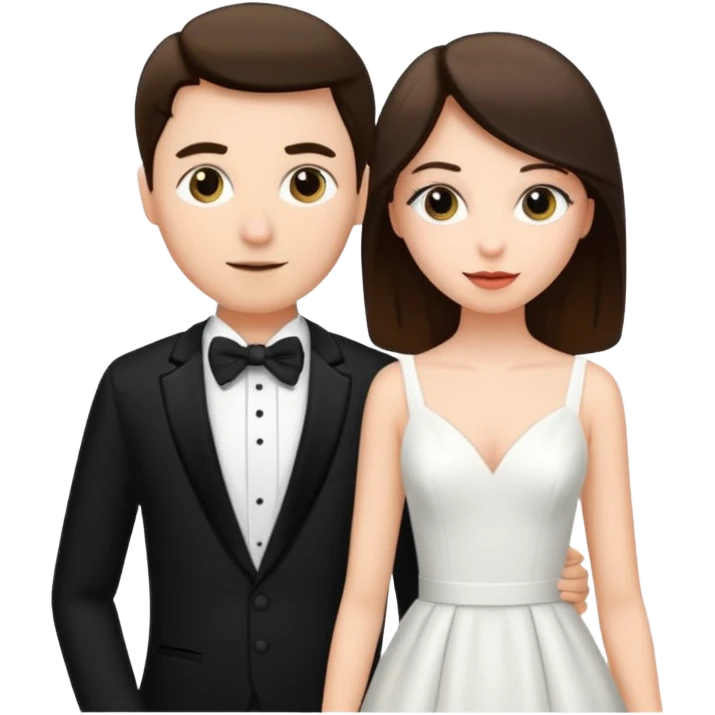 A woman in a white dress and a man in a tuxedo emoji