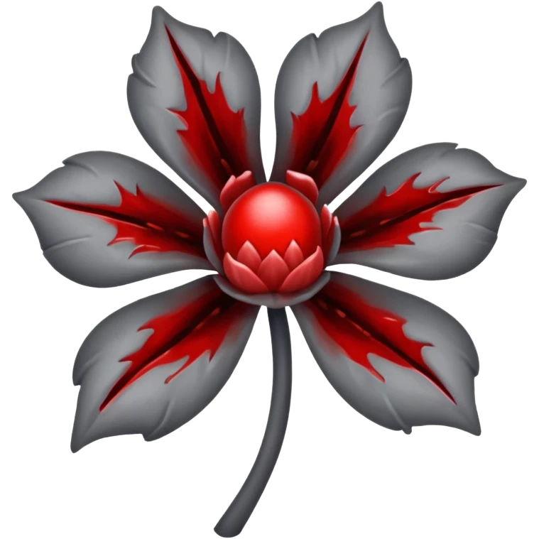 Grey creepy flower with red and blood on inside emoji