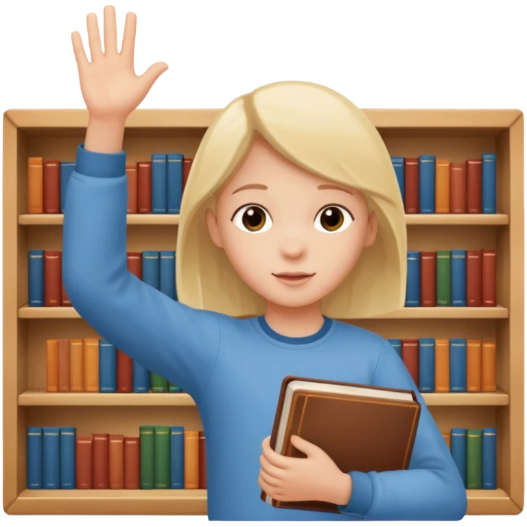 enfant range livre dans bibliothèque emoji